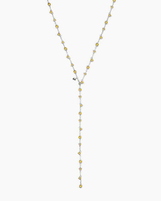 Lemon Crystal Long Chain in Silver