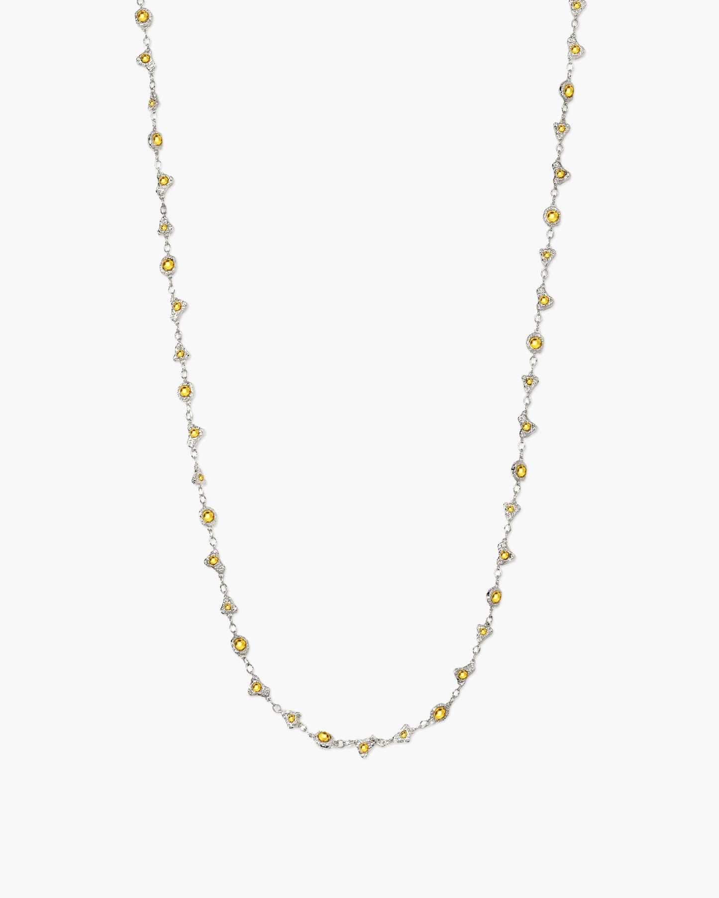 Lemon Crystal Long Chain in Silver