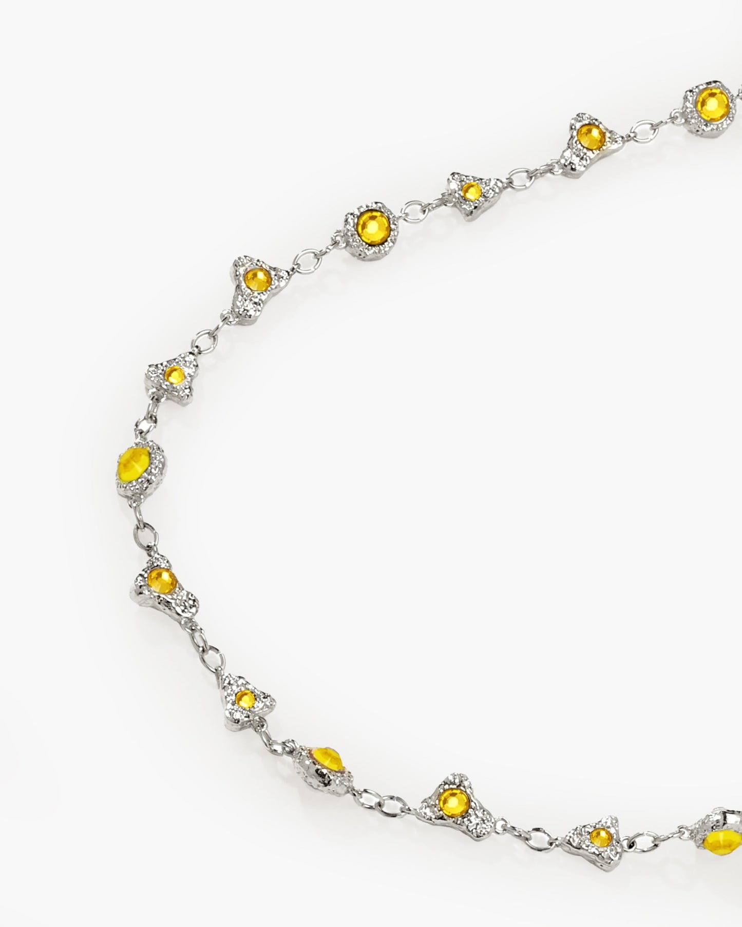 Lemon Crystal Long Chain in Silver