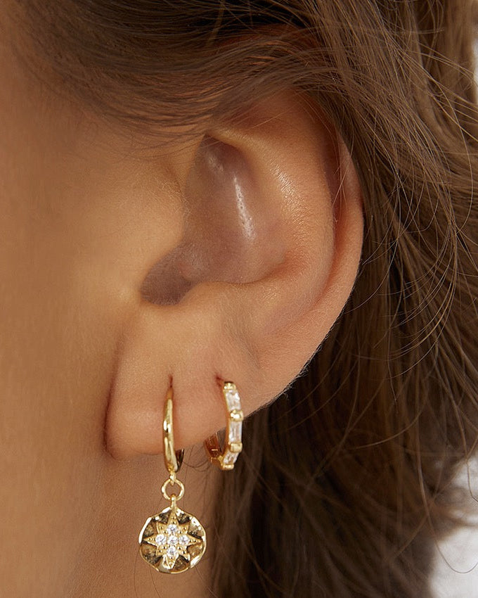 Estrella Gold & Zircon Hoop Huggies
