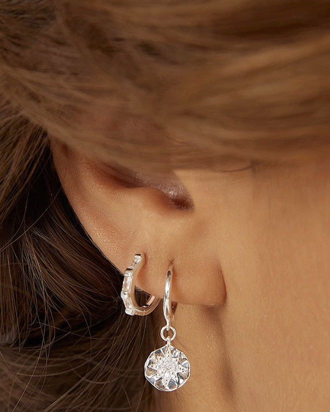Estrella Silver & Zircon Hoop Huggies
