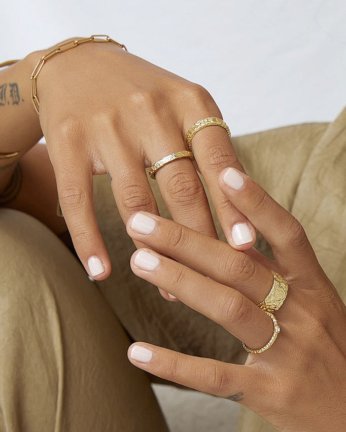 Eros Gold Textured Ring - Medium