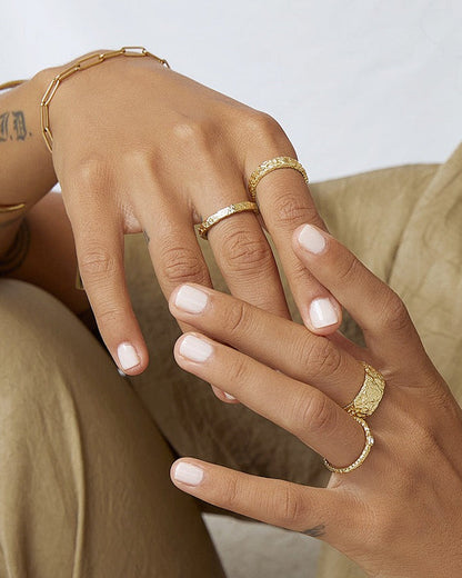 Eros Gold Textured Ring - Medium