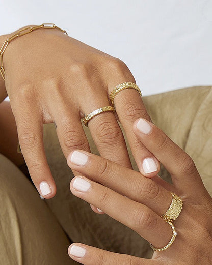 Eros Gold Textured Ring - Small