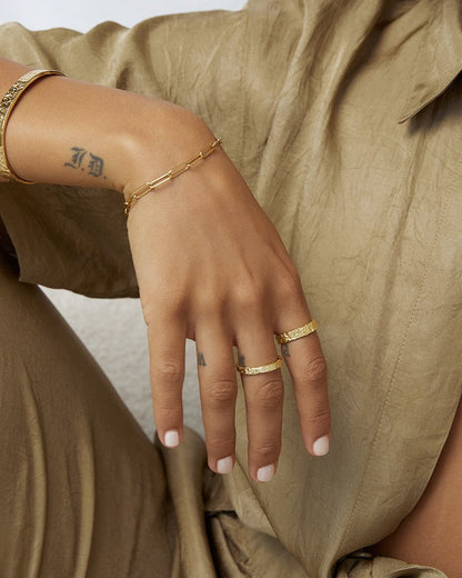 Eros Gold Textured Ring - Small
