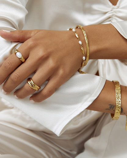 Riviera Gold and Pearl Ring