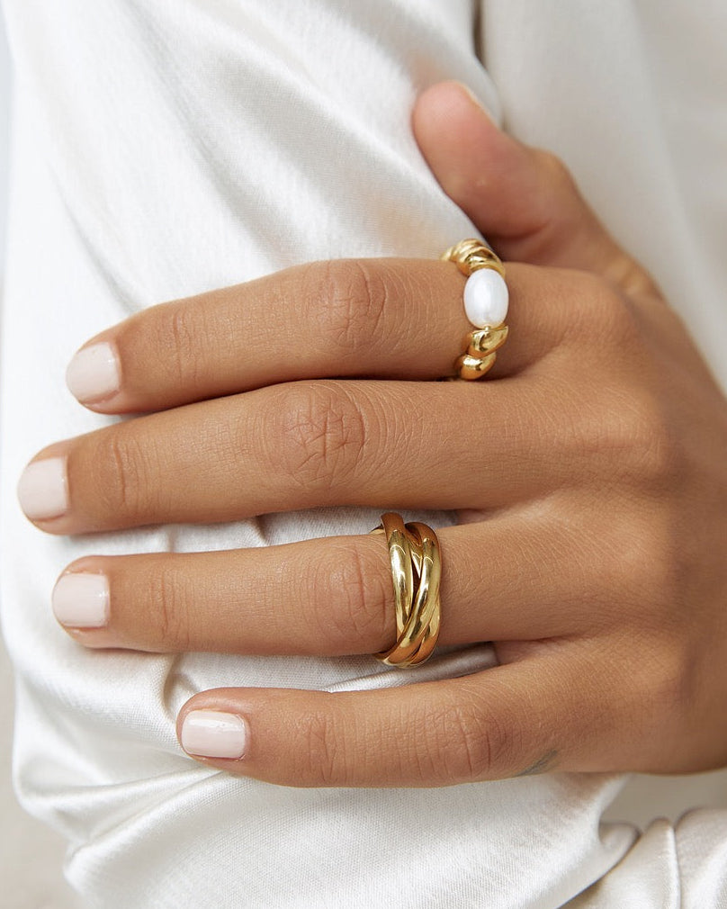 Riviera Gold and Pearl Ring