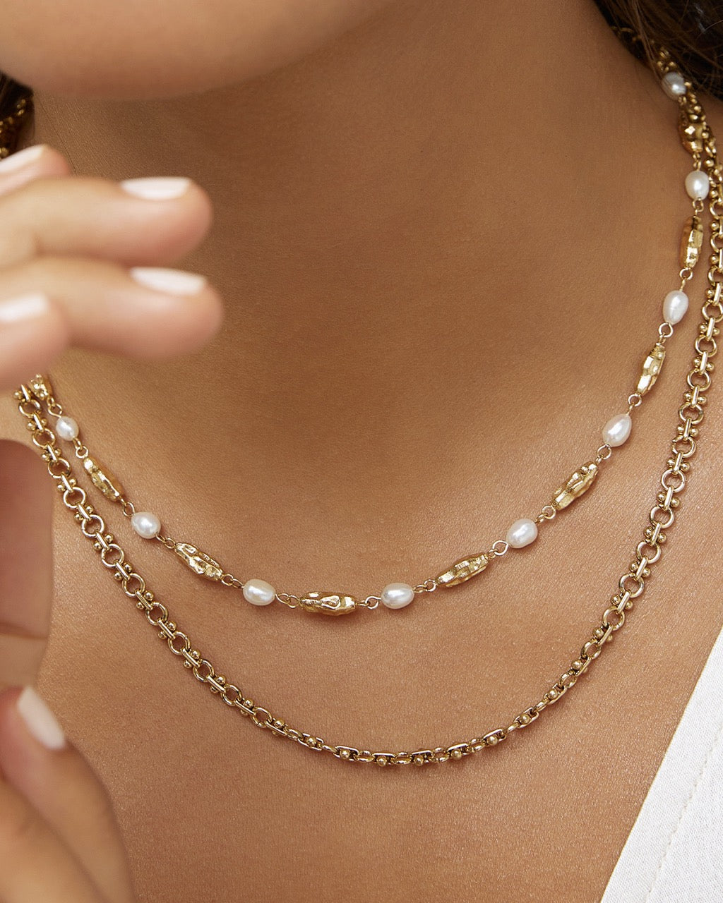Mimi Pearl and Gold Necklace