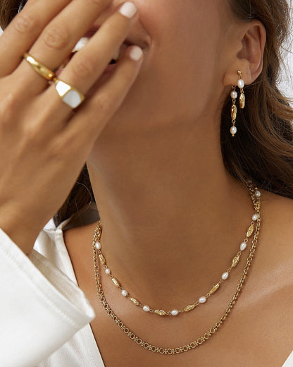 Mimi Pearl and Gold Earrings