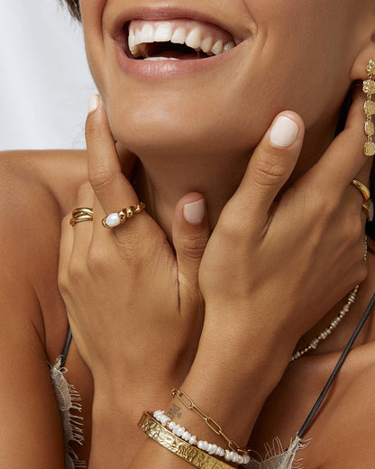 Riviera Gold and Pearl Ring