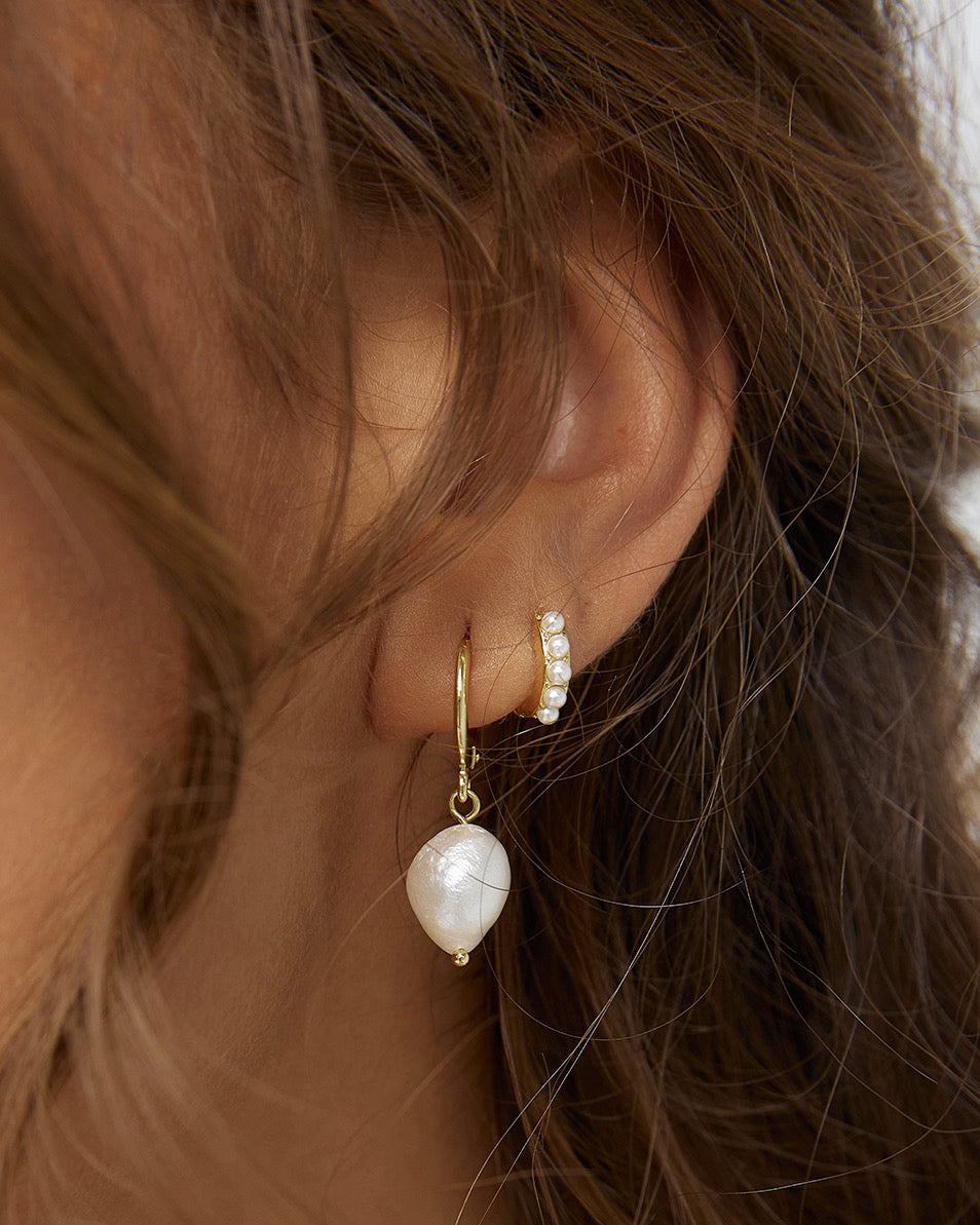 Presley Pearl Huggie Earrings