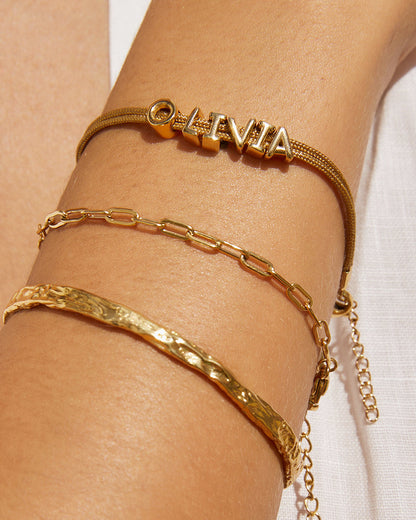 Alphabet String Bracelet - Coffee