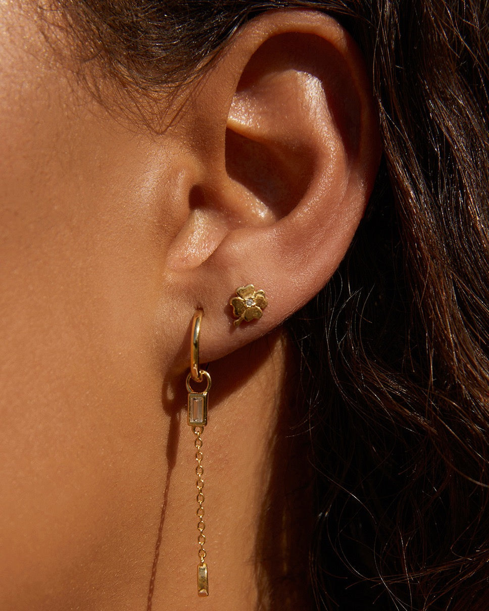 Four Leaf Clover Gold Single Stud