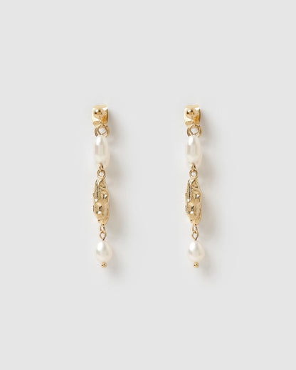 Mimi Pearl and Gold Earrings
