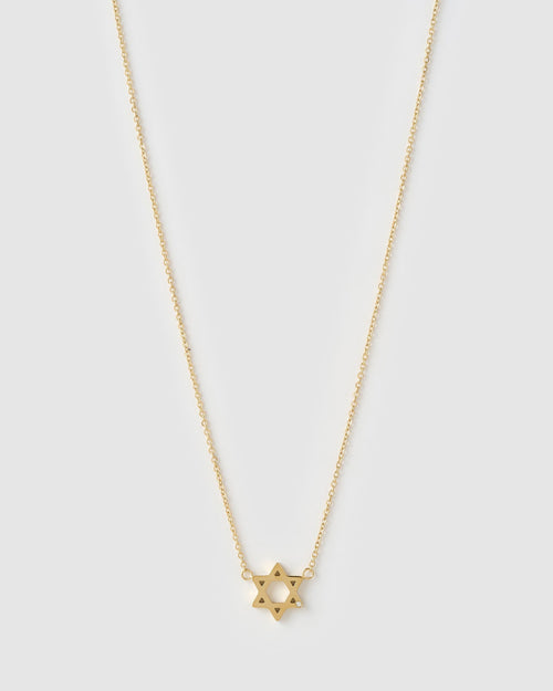 Mini Star Of David Gold Necklace