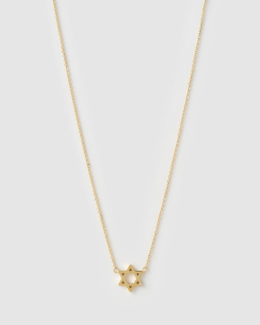Mini Star Of David Gold Necklace