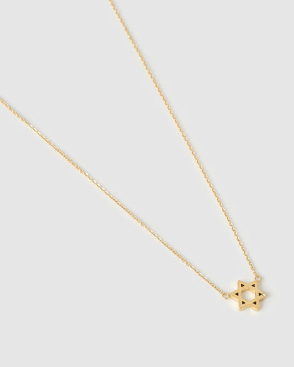 Mini Star Of David Gold Necklace