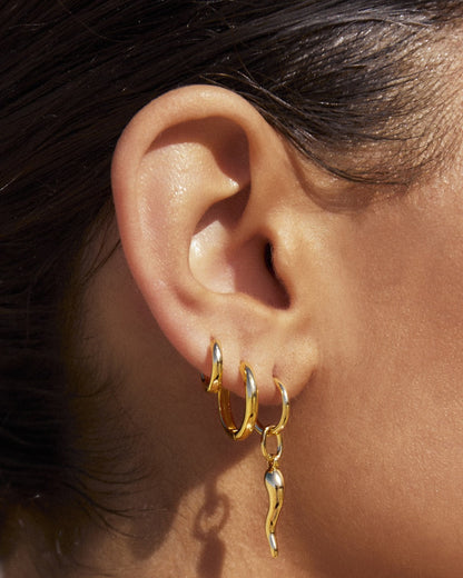 Cornicello Gold Single Charm Earring - Large