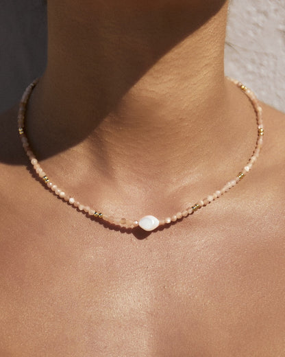Mila Gemstone and Pearl Choker