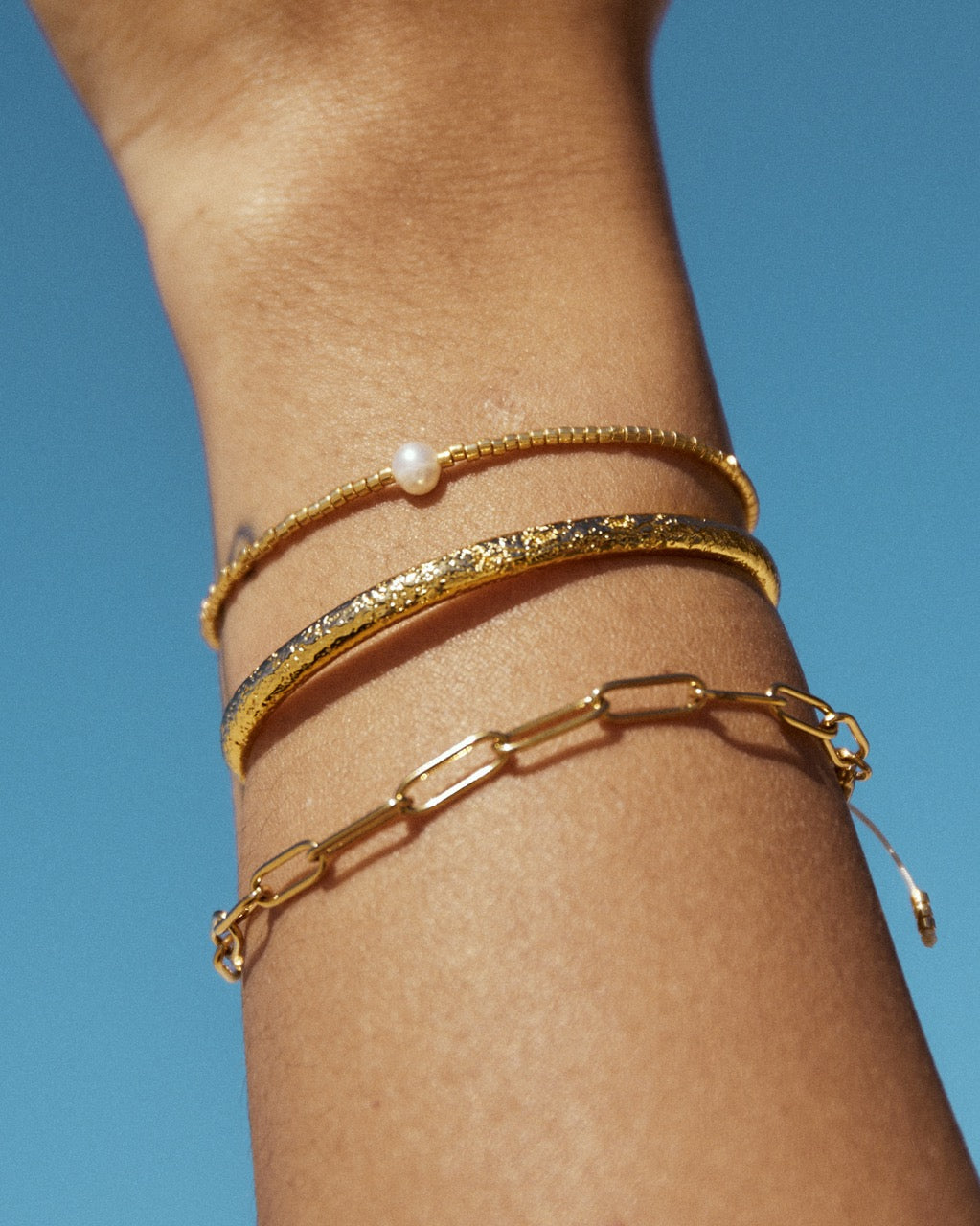 River Gold and Pearl Bracelet