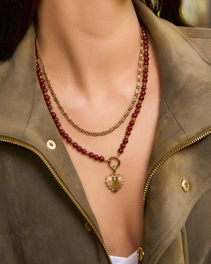 Velvet Charm Necklace - Red Agate