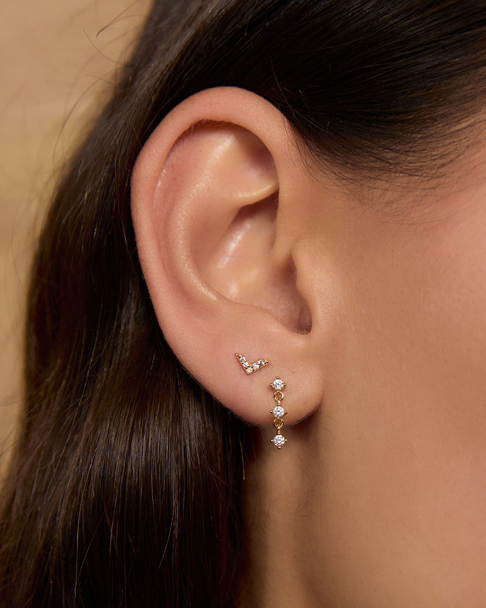 Arrow Gold and Zircon Stud Earrings