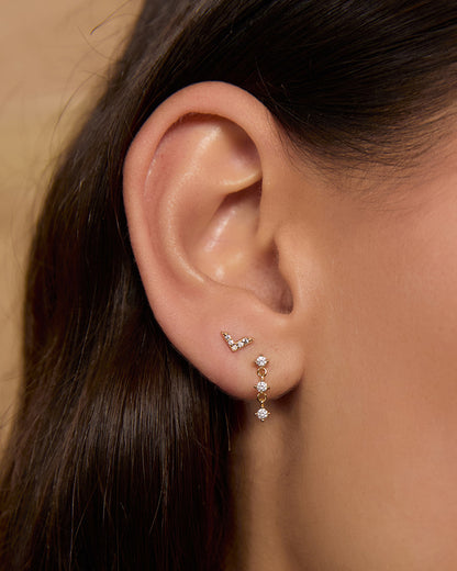 Arrow Gold and Zircon Stud Earrings