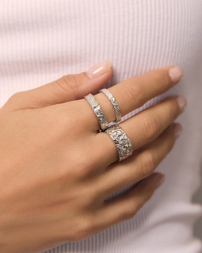 Eros Silver Textured Ring - Large