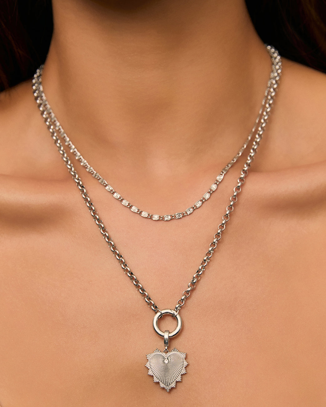 Circle Charm Necklace - Silver