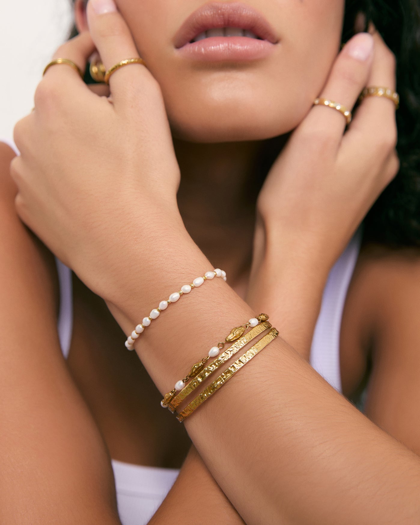 Amber Pearl and Gold Bracelet