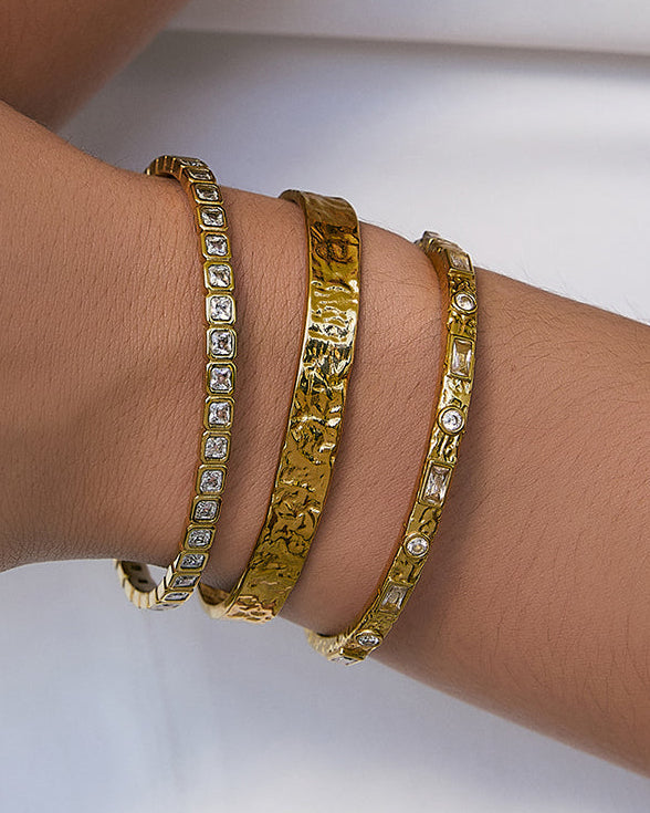 Melrose Gold Cuff Bracelet - Stone
