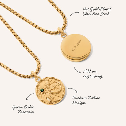 Traditional Zodiac Coin Necklace (Gold)