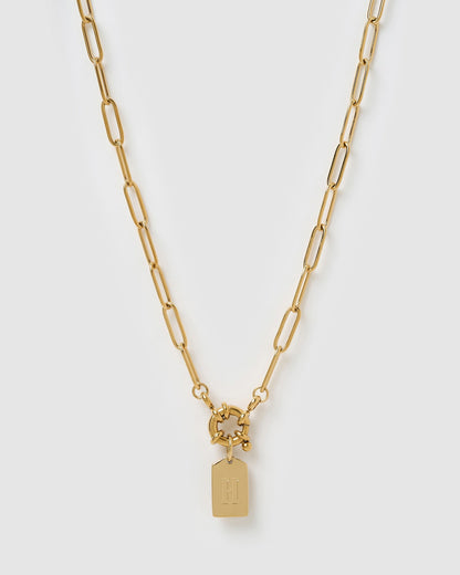 Letter Gold Tag Necklace