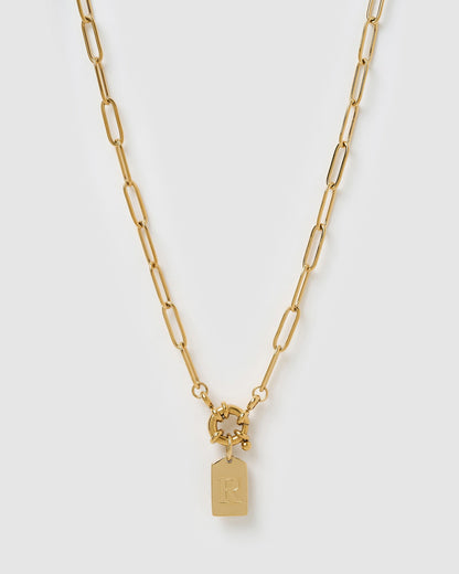 Letter Gold Tag Necklace