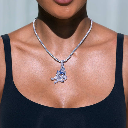 Dallas Cowboys Official NFL Vintage Logo Pendant in White Gold