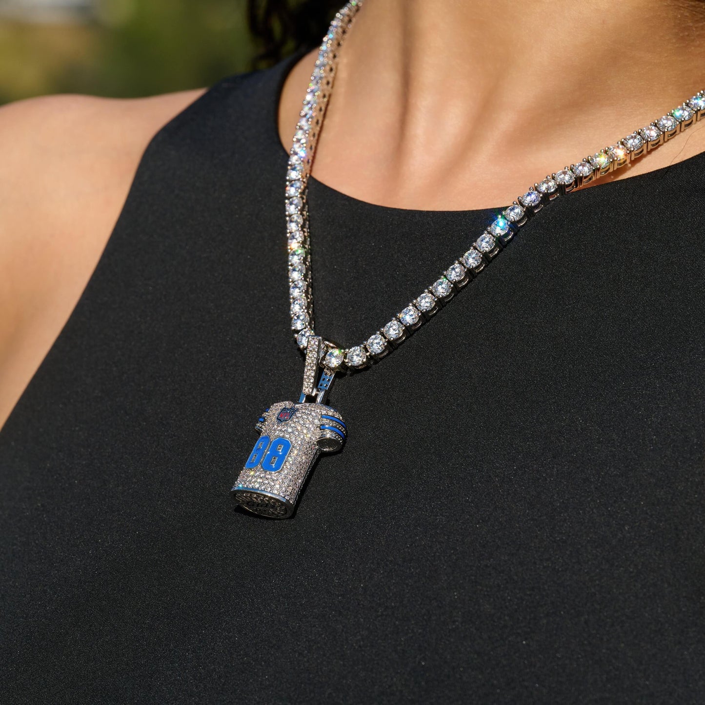 Dallas Cowboys Official NFL Ceedee Lamb Jersey #88 Pendant in White Gold