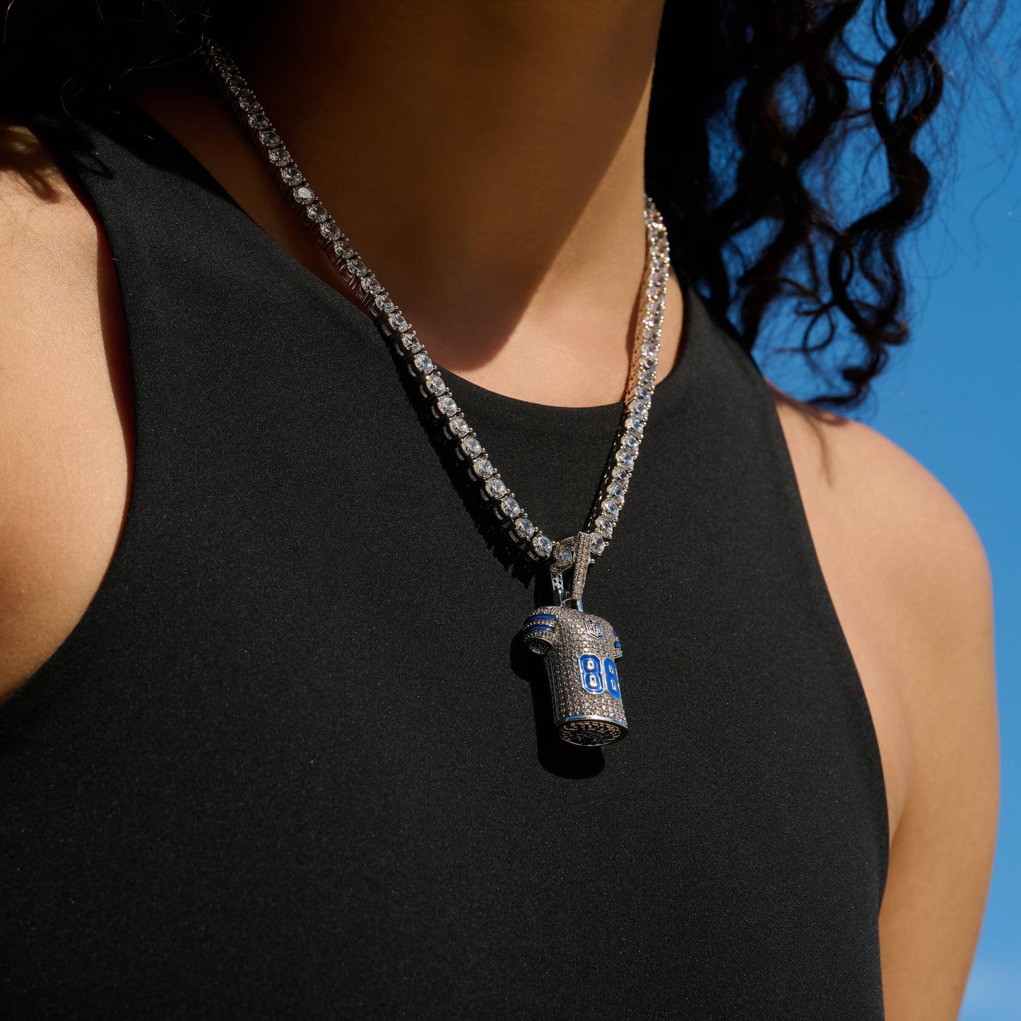 Dallas Cowboys Official NFL Ceedee Lamb Jersey #88 Pendant in White Gold