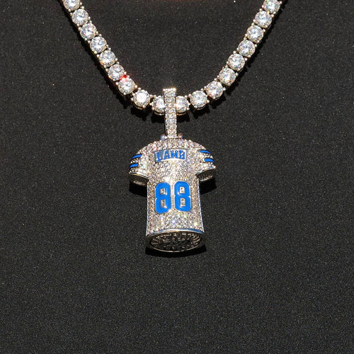 Dallas Cowboys Official NFL Ceedee Lamb Jersey #88 Pendant in White Gold