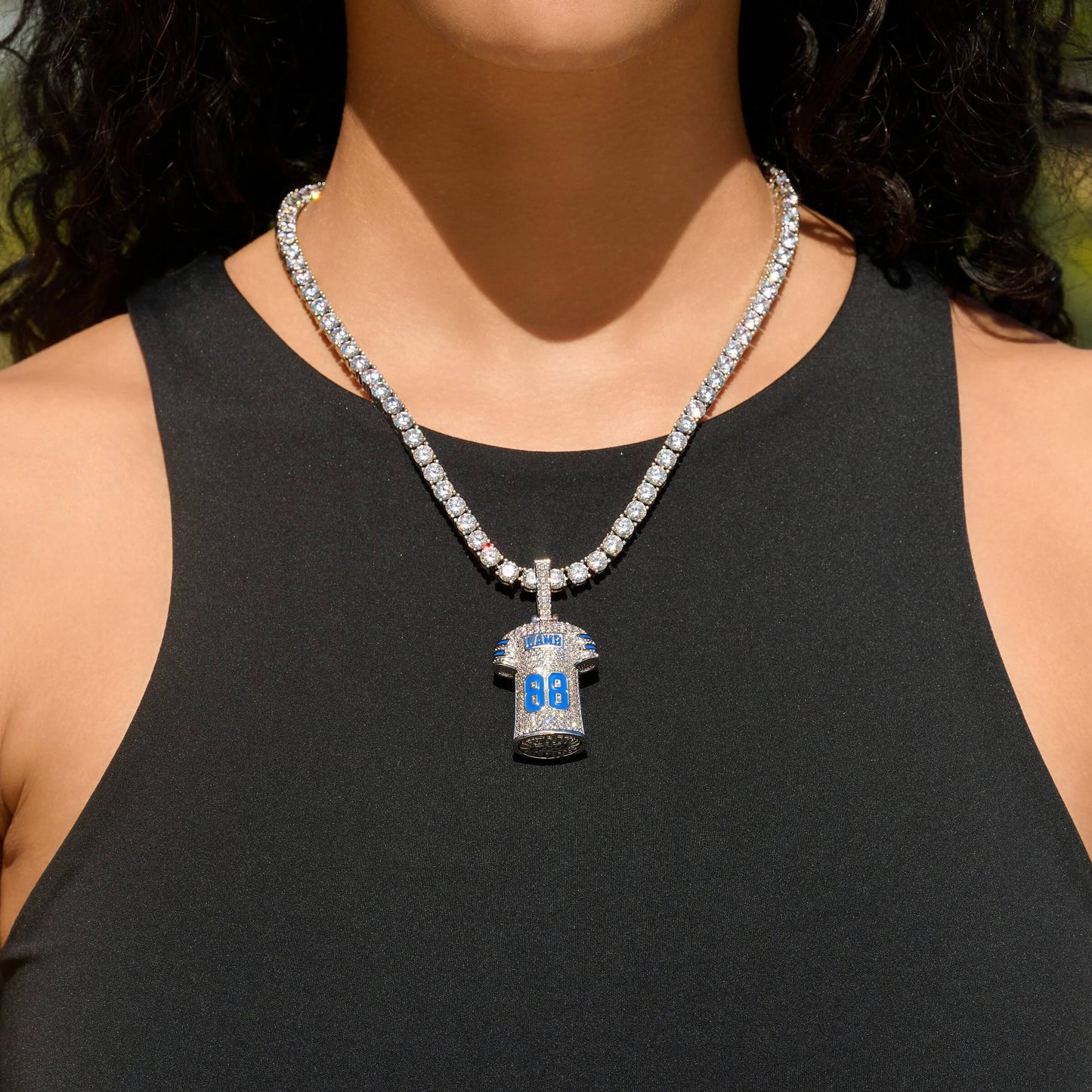 Dallas Cowboys Official NFL Ceedee Lamb Jersey #88 Pendant in White Gold