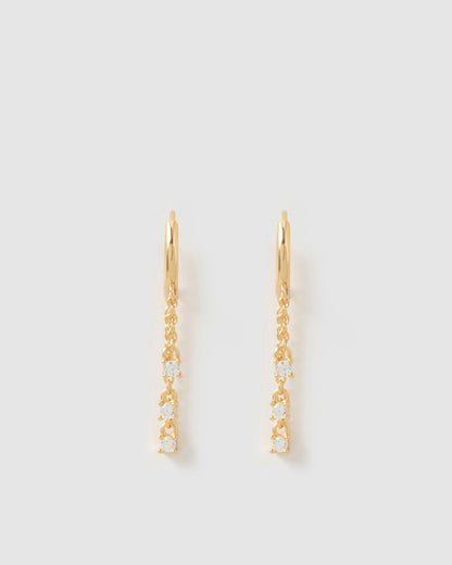 Opal Chain Huggie Earrings