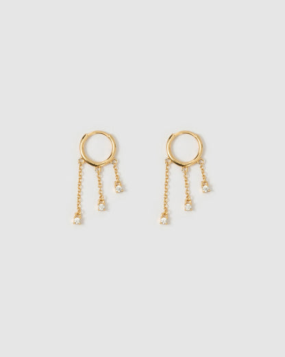 Opal Chain Huggie Earrings