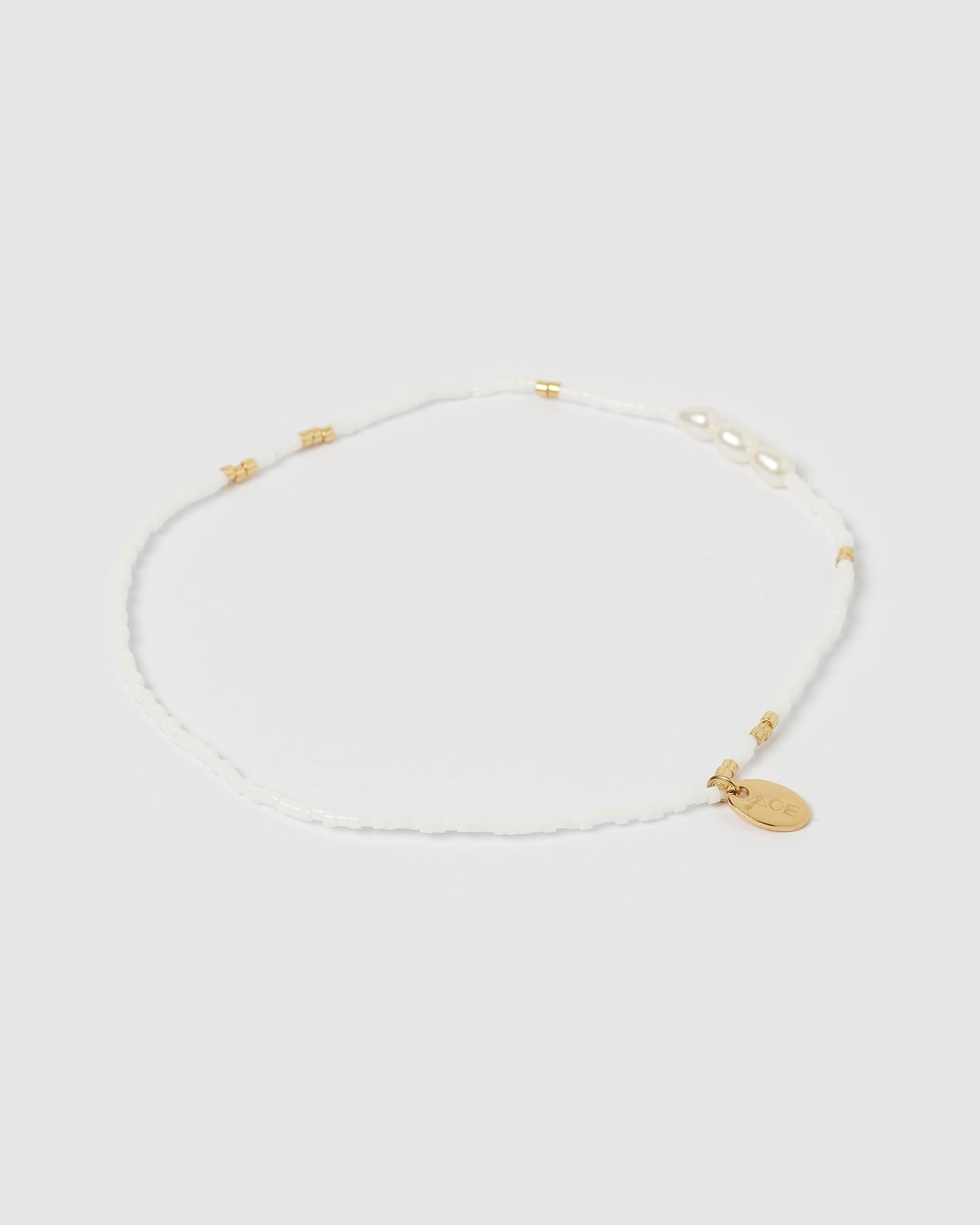 Poppy Pearl & Glass Beaded Anklet - White