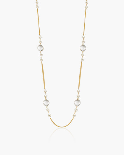 Pearl Cascade Long Station Necklace
