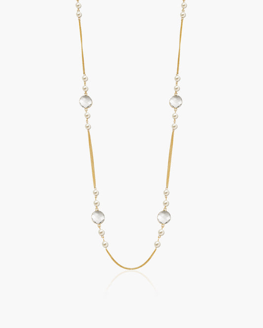Pearl Cascade Long Station Necklace