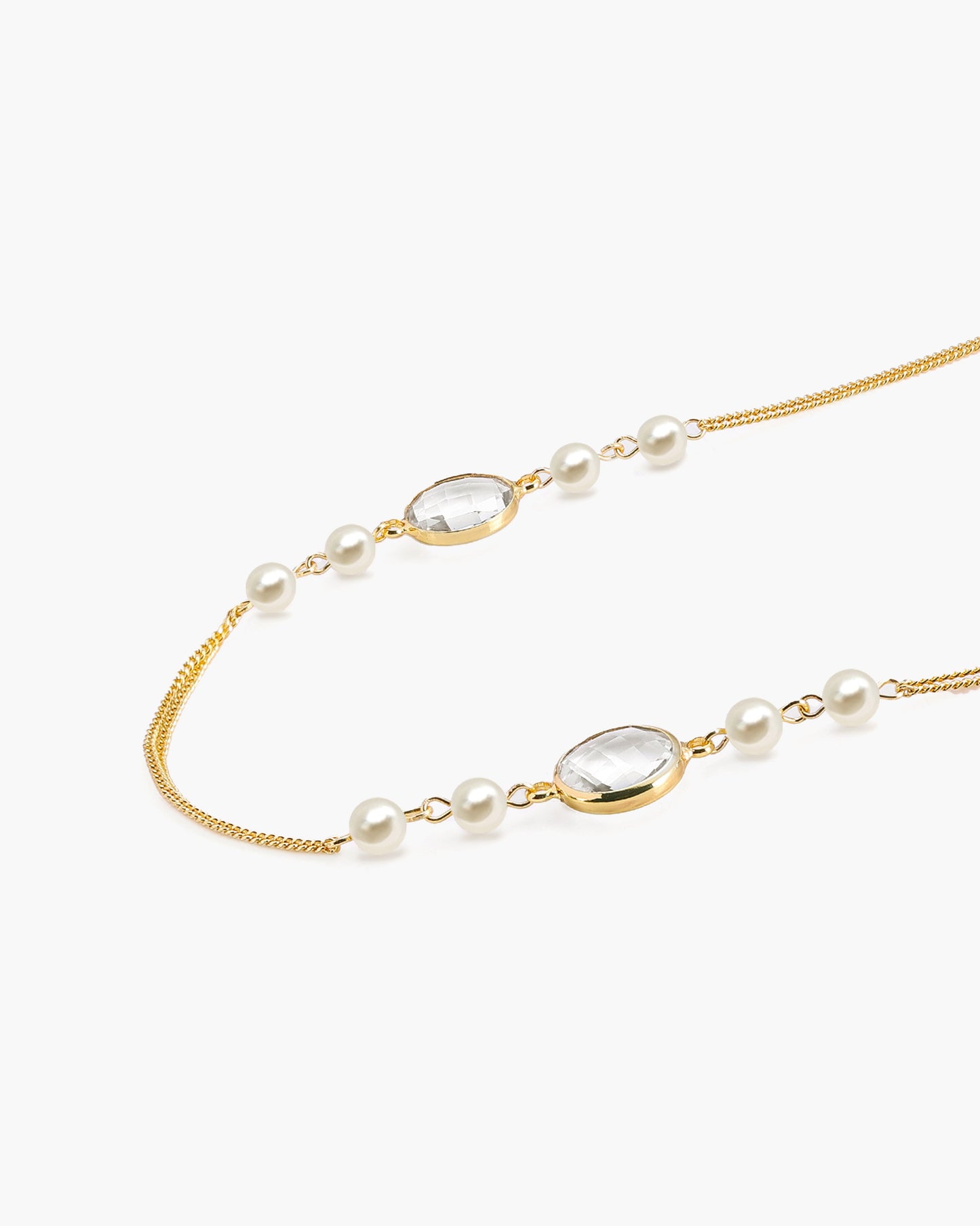 Pearl Cascade Long Station Necklace