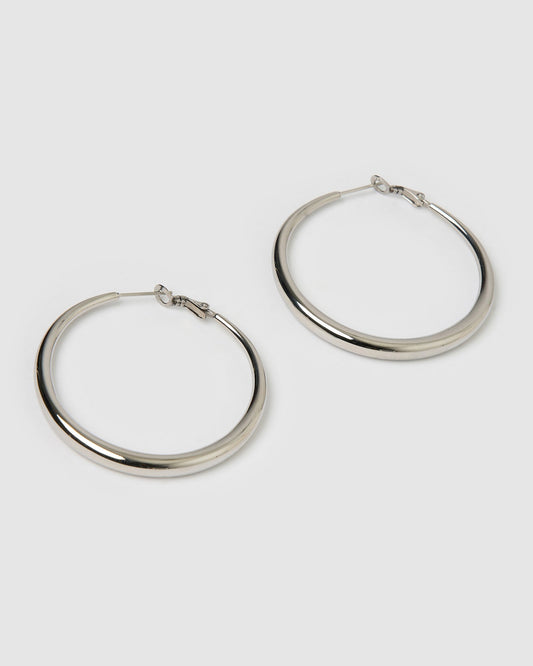 Riley Silver Hoop Earrings - Large