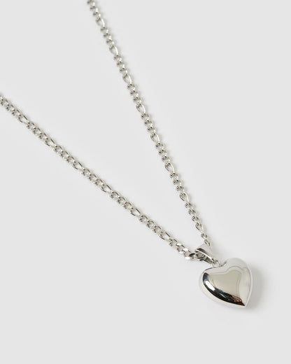 Rose Heart Necklace - Silver