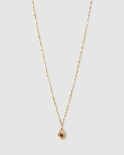 Ruby Heart Necklace - Red