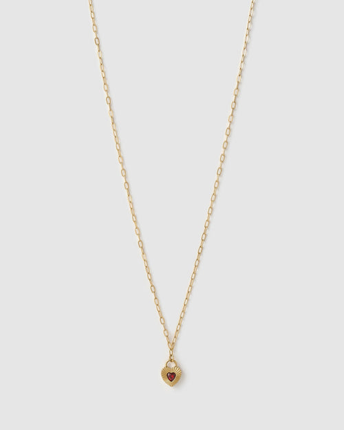 Ruby Heart Necklace - Red