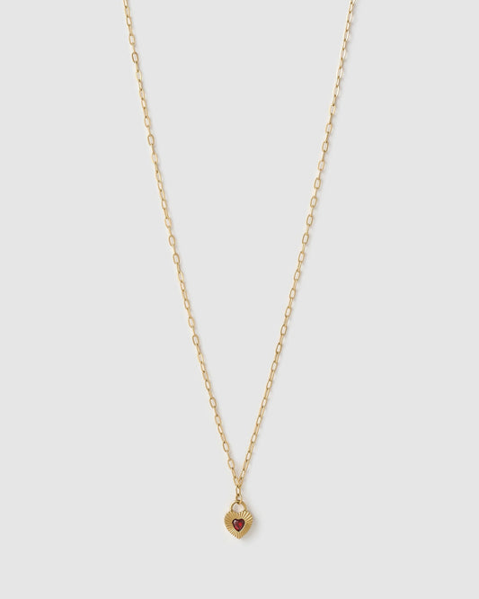 Ruby Heart Necklace - Red